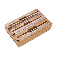 Honey Can Do 3-In-1 Bamboo Food Wrap Organizer With Safety Cutter | Plastic, Wax, Paper and Foil Holder KCH-09858 Natural