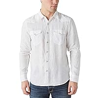 Lucky Brand Men's Long Sleeve Solid Linen Western Shirt