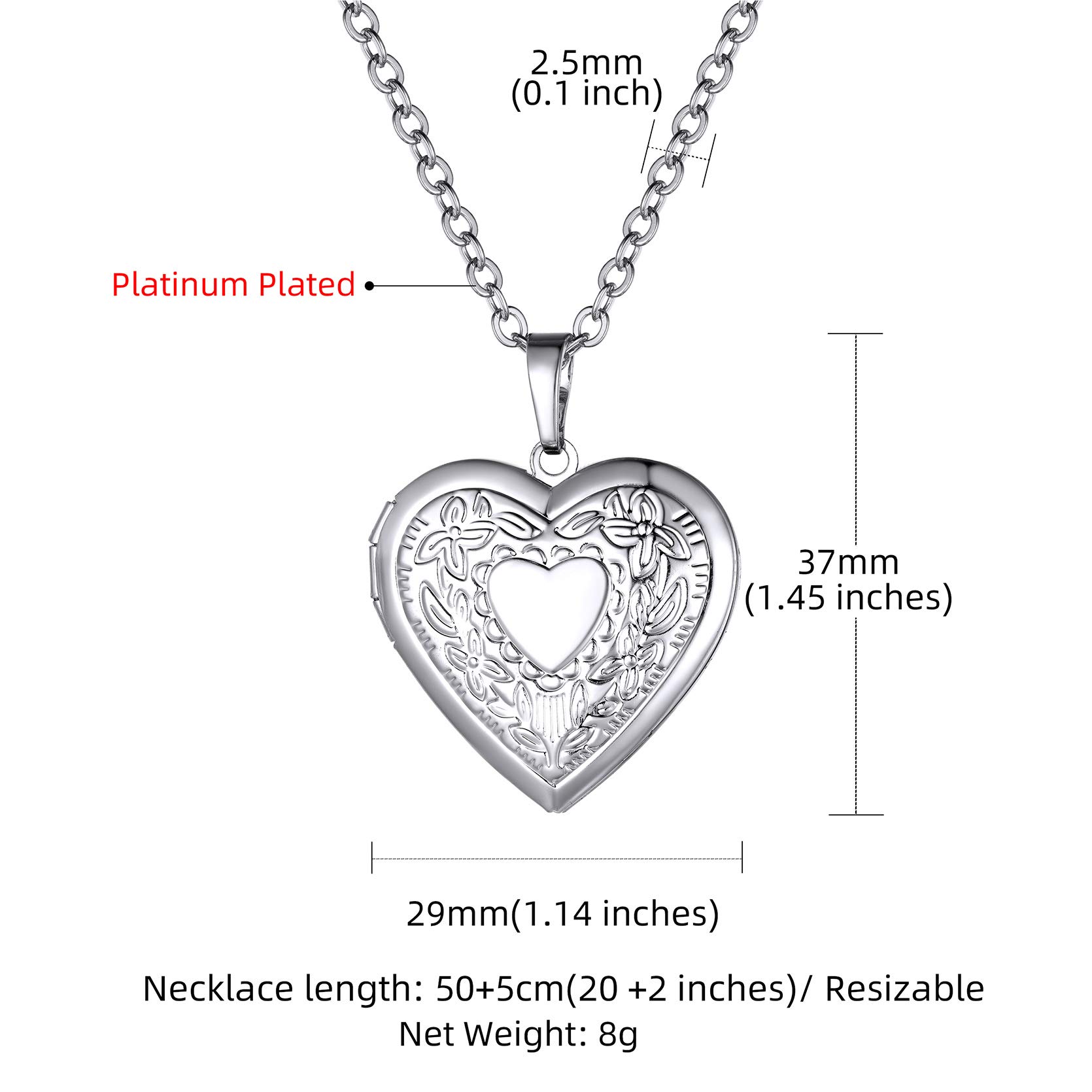 GOLDCHIC JEWELRY Heart Locket Necklace for Women, 18K Gold Plated/Platinum Plated/Rose Gold Flower/Tree of Life Memorial Photo Locket Necklace with Picture with 20”+2” Chain, with Gift Box