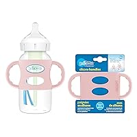 Dr. Brown's Milestones 100% Silicone Baby Bottle Handles, Wide-Neck, Removable Easy-Grip Transitional Sippy Cup Handles, Light Pink, 4m+, 1 Pack
