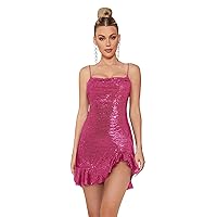 meilun Sparkly Glitter Mini Homecoming Dress for Teens Short Cocktail Party Dress with Ruffle Sequins Prom Gown