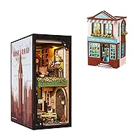 CUTEBEE DIY Book Nook Kit with Dust Cover,DIY Wooden Miniature House Kit Bookshelf Insert Booknook Bookend Stand Bookcase Model Build Creativity Kit Decor Alley with LED Light (Rose Detective Agency)(