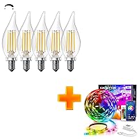 Chandelier Light Bulbs 5 Pack, Led Strip Lights 50ft
