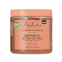 SheaMoisture Defining Styling Gel For Thick, Curly Hair Coconut & Hibiscus Paraben-Free Frizz Control Styling Gel 15 OZ, 12 count