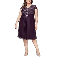 Alex Evenings Women's Plus Size A-line Embroidered Empire Bodice, Cocktail Dress for Special Occasions