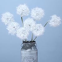 Artificial Dandelion Flowers Lovely Faux Dandelion Flowers for Home Decoration (8 Pcs) (White)
