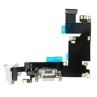 OEM Charging Port Dock Connector Flex Cable w/Microphone + Headphone Audio Jack Port Ribbon Replacement Part Compatible for iPhone 6 Plus All Carriers (Black/Space Gray)