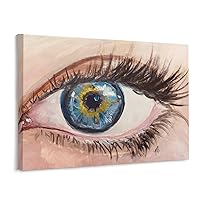 Watercolor Pink Eye Wall Art Boho Wall Art Modern Wall Art Canvas Art Poster and Wall Art Picture Print Modern Family Bedroom Decor 20x26inch(51x66cm) Frame-Style