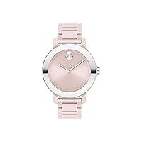 Movado Bold Evolution Women's Swiss Qtz Stainless Steel and Ceramic Bracelet Casual Watch, Color: Blush (Model: 3600709)