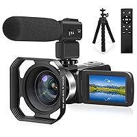 4K Video Camera, Autofocus Video Camera Camcorder Vlogging Camera for YouTube Video Camera Recorder WiFi 48MP 60FPS 18X Zoom Touch Screen with 2.4G Remote Control Microphone Lens Hood and 2 Batteries