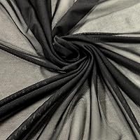 Texco Inc Solid Color Nylon Spandex Power Mesh/4-Way Stretch Lace Knit Athletic Wear Apparel, Home/DIY Fabric, Black 1 Yard