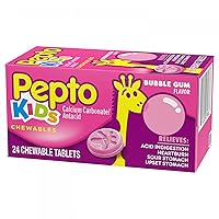 Pepto Bismol Kids Acid Indigestion, Heartburn, Sour Stomach, Upset Stomach Relief Medicine, Bubblegum Flavor, 24 Chewable Tablets (Packaging May Vary)
