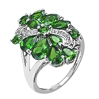 Carillon Chrysoprase Natural Non-Treated Gemstone 925 Sterling Silver Ring Birthday Ring for Women