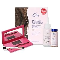 eSalon Medium Brown Natural Golden Personal Colorist Kit Hair Color Bundle with Medium Brunette Conceal & Cover Root Touch Up Powder