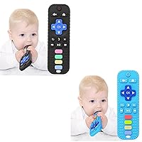 USLAI Baby Teether Toys, Teething Toys for Babies 𝟑 𝟔 𝟏𝟐 𝟏𝟖 𝐌𝐨𝐧𝐭𝐡𝐬, TV Remote Control Shape Teething Relief Baby Toys, BPA Free Silicone Sensory Chew Toys