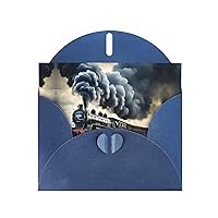 NEZIH Steam Train Clouds Print Thank You Cards With Envelopes Classic Blank Thank Pearl Paper Greeting Card,