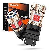 SEALIGHT 3157 3156 LED Bulb, 3157 Brake Light Bulb Anti Hyper Flash With Turbo Fan, 30W 3200LM Super Bright Red Replacement for Brake Lights ＆ Stop Tail Lights, ONLY Standard Socket, Pack of 2
