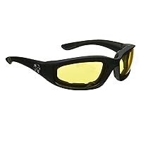 Night Driving Riding Padded Motorcycle Glasses 011 Black Frame with Yellow Lenses