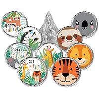 Wild Jungle Birthday Party Favor Stickers - Party Animal - 180 Labels