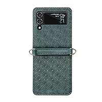 Case for Samsung Galaxy Z Flip 3, Leather Cover Bling Metal Chain Wrist Strap Protective Phone Case for Women Camera Protection,Gray