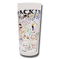 Catstudio Drinking Glass, Mackinac Island Frosted Glass Cup for Kitchen, Bar Glass Drinking Glasses, Everyday Drinking Cup or Cocktail Glass, 15oz Dishwasher Safe Glass Tumbler, Wedding Gifts