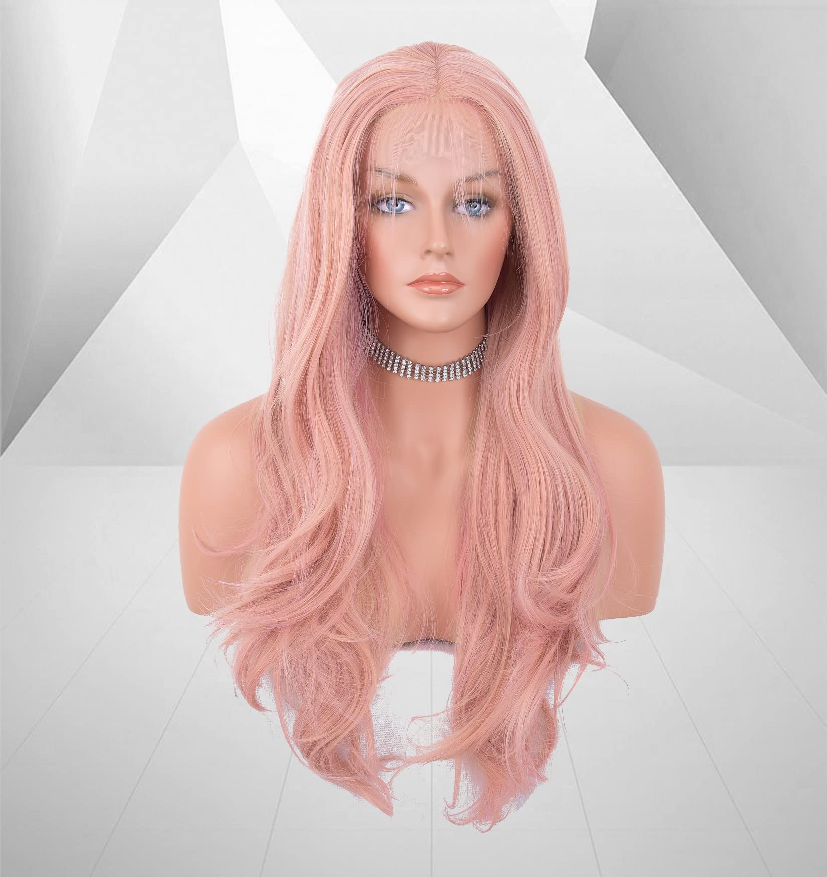 Mua Zenith Classic Pink Lace Front Wigs for Party Fashion Cute Baby Pink  Long Wavy Hair Synthetic Beautiful Wig for Women Mixed Color Pastel Pink  Wig Light Purple & Orange Fiber 24