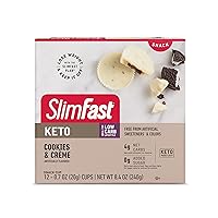 SlimFast Low Carb Chocolate Snacks, Keto Friendly for Weight Loss with 0g Added Sugar & 4g Fiber, Cookies & Crème, 12 Count (Packaging May Vary)