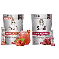 Salud 2-Pack | 2-in-1 Energy + Focus (Strawberry Margarita) & Energy + Focus (Hibiscus) – 15 Servings Each, Agua Fresca Drink Mix, Non-GMO, Gluten Free, Vegan, Low Calorie, 1g of Sugar