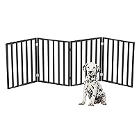 Indoor Pet Gate - 4-Panel Folding Dog Gate for Stairs or Doorways - 72x24-Inch Freestanding Pet Fence for Cats and Dogs by PETMAKER (Black)