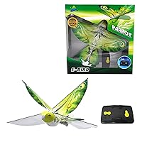 MUKIKIM eBird Green Parrot - Flying RC Bird Drone Toy for Kids. Indoor/Outdoor Remote Control Bionic Flapping Wings Bird Helicopter. USB Recharging.