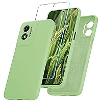 for Motorola Moto G Play 2024 Case, Silicone Phone Case with 1 Screen Protector, Soft Anti-Scratch Microfiber Lining, Full Body Shockproof Slim Cover, Mint Green