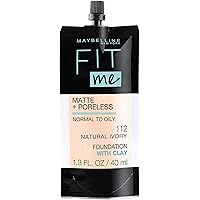 New York Fit Me Matte + Poreless Liquid Foundation, Pouch Format, 112 Natural Ivory, 1.3 Ounce