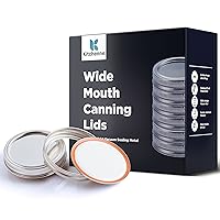 Wide Mouth Canning Lids and Rings - 24 Pack - Canning Lid and Ring for Large Mouth Jar - Bulk Widemouth Lids for Small & Quart Size - Fits Ball, Kerr & Mason Jars - 100% Airtight Vacuum Sealing Metal