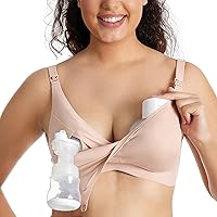 Momcozy Seamless Pumping Bra Hands Free, Jelly Strip Pumping & Nursing Bra in One, Wirefree Comfort Wearable Breast Pump Bra