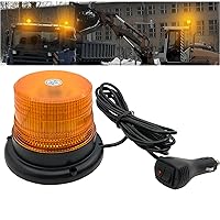 LED Strobe Light Amber 60 LED Beads Emergency Warning Beacon Flashing Light with Magnetic 16ft Cord and 10 Modes for Snow Plow Truck Construction Vehicles Forklift Tractor DC12V-48V