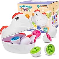 PREXTEX Find & Match Number Matching Easter Eggs with Hen/Chicken Carrying Case | Baby Toys, Brain Toys, Motor Skills, Sorting Toy, Best Gift | Small Kids, Toddler, Girl, Boy