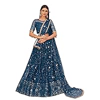 Trendy Sequins Embroidered Net Party Wear Lehenga Choli Indian Woman 5970