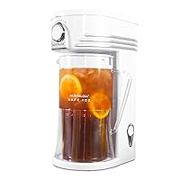 3-Quart Iced Tea & Coffee Brewing System With Double-Insulated Pitcher, Strength Selector & Infuser Chamber, Also Perfect For Lattes, Lemonade, Flavored Water, White
