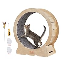 VEVOR Cat Exercise Wheel, Cat Treadmill Wheel for Indoor Cats, 29.5 inch Cat Running Wheel with Detachable Carpet and Cat Teaser for Running/Walking/Training, Suitable for Most Cats