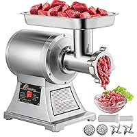 Happybuy Commercial Meat Grinder,550LB/h 1100W, 220 RPM Heavy Duty Stainless Steel Industrial Meat Mincer w/2 Blades, Grinding Plates & Meat Pusher