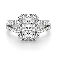 Riya Gems 4 CT Radiant Colorless Moissanite Engagement Ring for Women/Her, Wedding Bridal Ring Sets, Eternity Sterling Silver Solid Gold Diamond Solitaire 4-Prong Set for Her