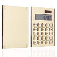 Clear Gold Acrylic Battery + Solar Basic Calculator by DS DRAYMOND STORY - Home Office Desktop Dual Calculator (12-Digit LCD Display) - Business Gift Ideas