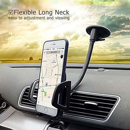 Car Phone Mount, Vansky 3-in-1 Cell Phone Holder Car Air Vent Holder Dashboard Mount Windshield Mount for iPhone Xs Max R X 8 Plus 7 Plus 6S Samsung Galaxy S9 S8 Edge S7 S6 LG Sony and More