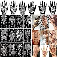XMASIR 12 Sheets Henna Tattoo Stencils Set + 6 Sheets Tattoo Stencil Kit for Hands Temporary Tattoo Templates Body Paint