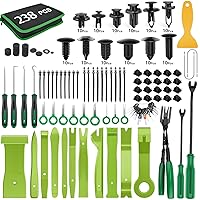 GOOACC 238Pcs Trim Removal Tool, Auto Push Pin Bumper Retainer Clip Set Fastener Terminal Remover Tool Adhesive Cable Clips Kit Car Panel Radio Removal Auto Clip Pliers, Green