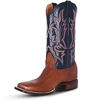 “The Rancher” Men’s Western Boots – Casual Square Toe Boots for Men – Shark Leather Cowboy Boots for Rodeo and Ranching