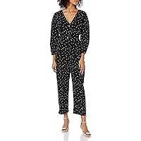 Sugar Lips womens Heart Print Button Up Cropped JumpsuitJumpsuit