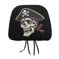 Laughing Pirate Skull Car Headrest Covers Soft Car Seat Cushion Cover Head Rest Protector for Car Truck