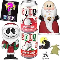 Santa Nightmare Before Christmas Jack Figure Character Bundled with Halloween Town Skellington Soda + 3D Icon Sandy Claws Exclusive + Bitty Master of Fright Figure 3 Items