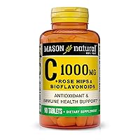 MASON NATURAL Vitamin C 1,000 mg Plus Rose HIPS and Bioflavonoids Complex - Supports a Healthy Immune System, Antioxidant and Essential Nutrient, 90 Tablets